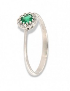 Anello Oro Bianco Principessa Verde 4,5MM Fiore [ef90f7c9]