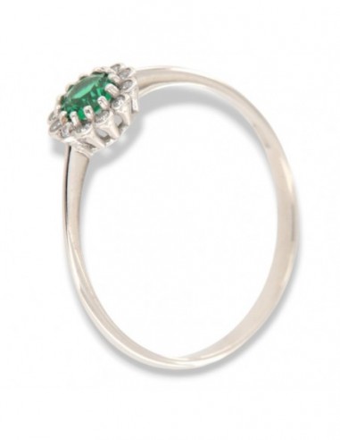 Anello Oro Bianco Principessa Verde 4,5MM Fiore [efd16548]