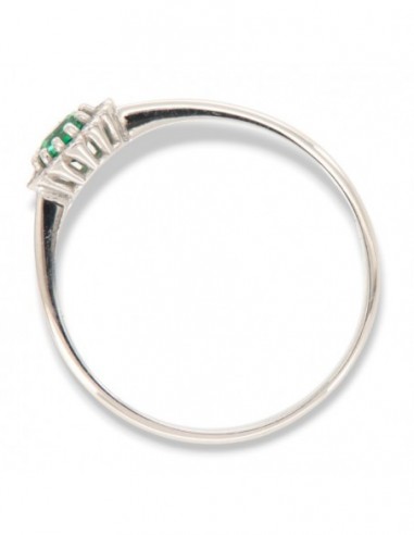 Anello Oro Bianco Principessa Verde 4,5MM Fiore [58cca44c]