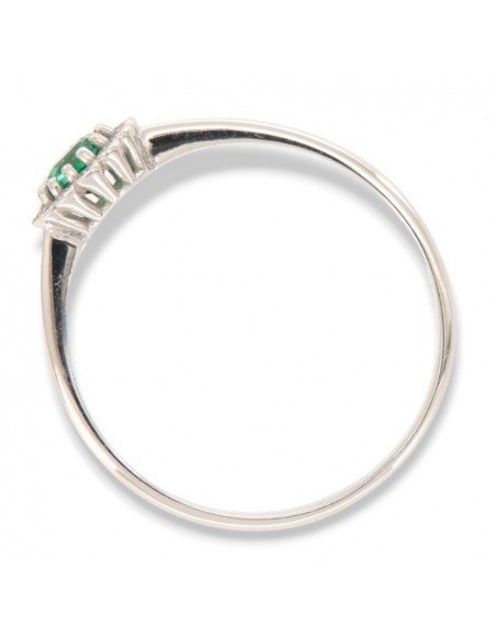 Anello Oro Bianco Principessa Verde 4,5MM Fiore [58cca44c]
