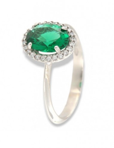 Anello Oro Bianco Principessa Verde 8x6MM [eac0b0d7]