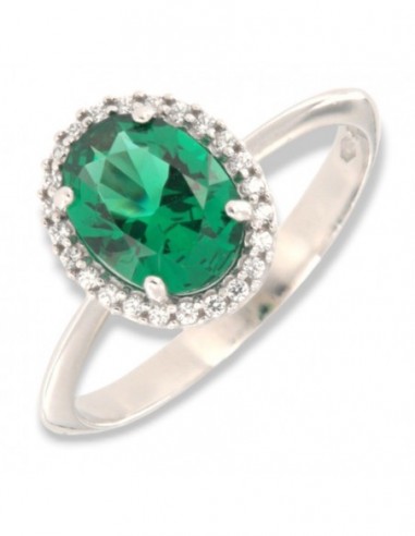 Anello Oro Bianco Principessa Verde 8x6MM [7fc62953]
