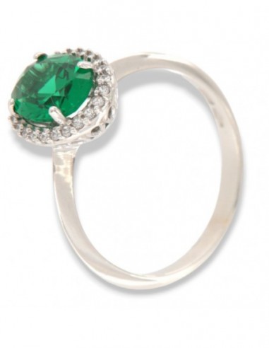 Anello Oro Bianco Principessa Verde 8x6MM [7a966e4d]