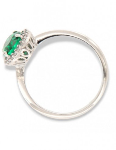 Anello Oro Bianco Principessa Verde 8x6MM [cd8baf49]