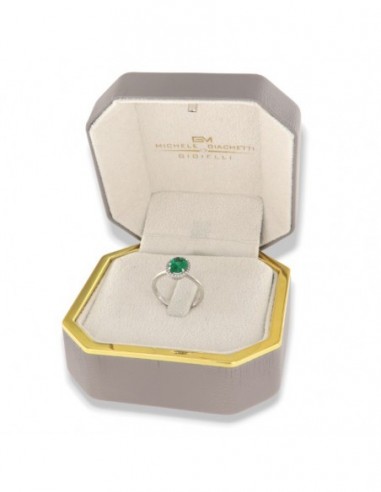 Anello Oro Bianco Principessa Verde 8x6MM [a3b02d40]