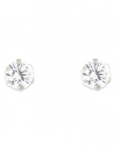 Orecchini Oro Bianco Punto Luce Zircone Tondo 5MM [649887b1]
