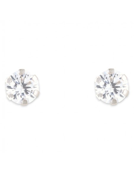 Orecchini Oro Bianco Punto Luce Zircone Tondo 5MM [649887b1]