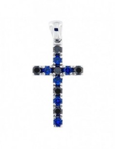 CIONDOLO CROCE ARGENTO ZIRCONI BLU E NERO INTER [786e26b3]