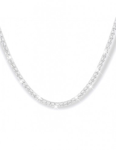 Collana Argento Rodiato Tennis Zirconi Bianchi 3MM [55ea344e]