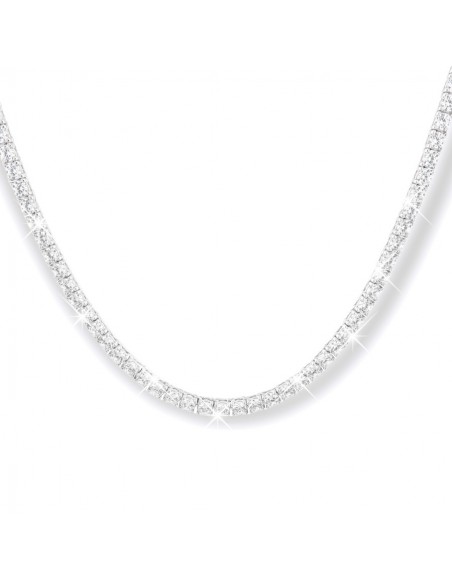 Collana Argento Rodiato Tennis Zirconi Bianchi 3MM [55ea344e]