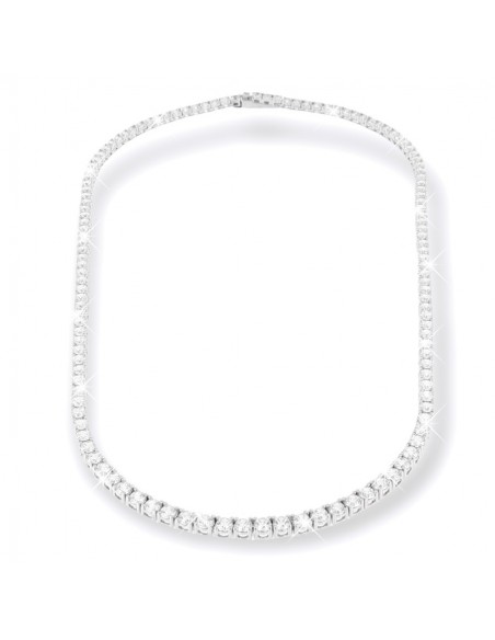 Collana Argento Rodiato Tennis Zirconi Bianchi 3MM [489112c9]