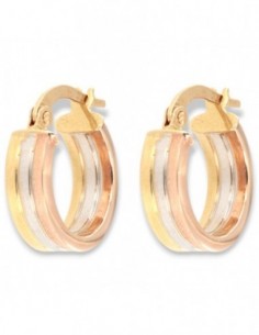 Orecchini Oro Giallo Rosa Bianco Cerchi 13,45MM [1b9a0ce3]