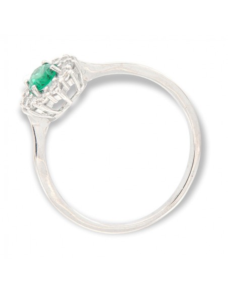 Anello Oro Bianco Principessa Verde 6x4MM [7b1bc0cb]