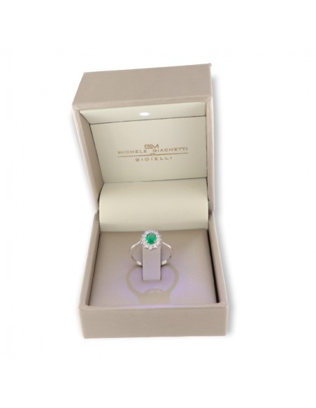 Anello Oro Bianco Principessa Verde 6x4MM [152042c2]