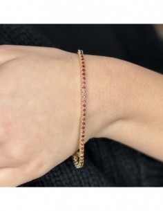 Bracciale Argento Dorato Tennis Zirconi Rossi 2MM. [ef115198] 2