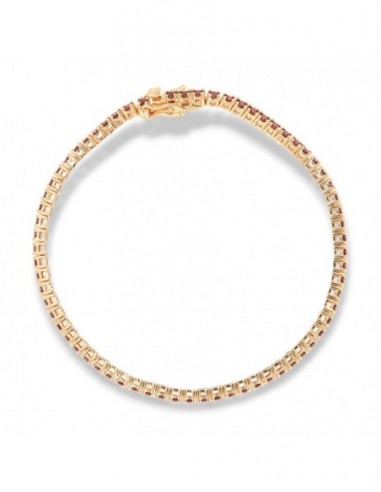 Bracciale Argento Dorato Tennis Zirconi Rossi 2MM. [847a948f]
