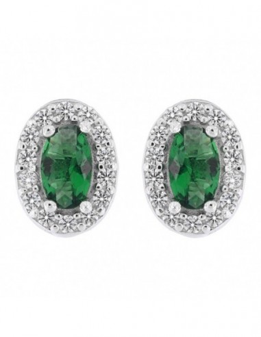 Orecchini Argento Rodiato Principessa Verde 5x3MM [78aa6407]