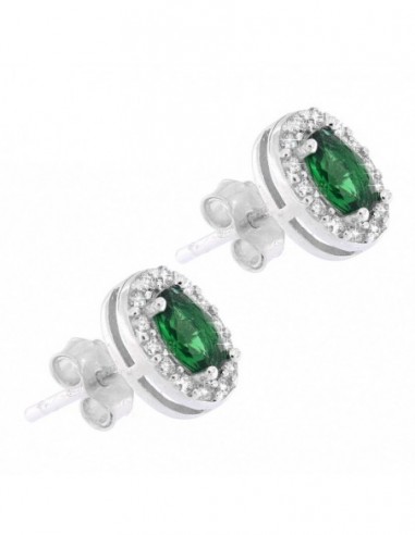 Orecchini Argento Rodiato Principessa Verde 5x3MM [3ac97eec]