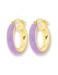 Orecchini Argento Dorato Cerchi Lisci Viola 17MM [896886f4]