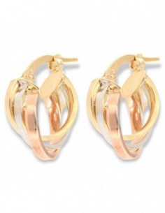 Orecchini Oro Giallo Bianco Rosa Cerchi Intrecciati Piccoli [ac87cde7]
