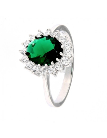ANELLO ARGENTO RODIATO PRINCIPESSA VERDE 9X7 MM [85332d43]