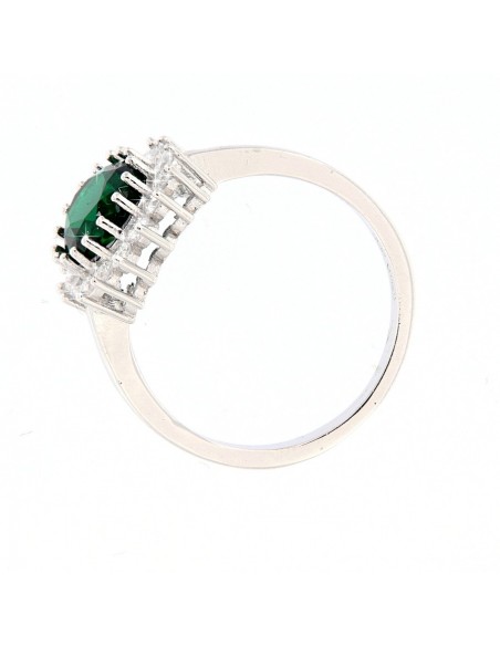 ANELLO ARGENTO RODIATO PRINCIPESSA VERDE 9X7 MM [10196f63]