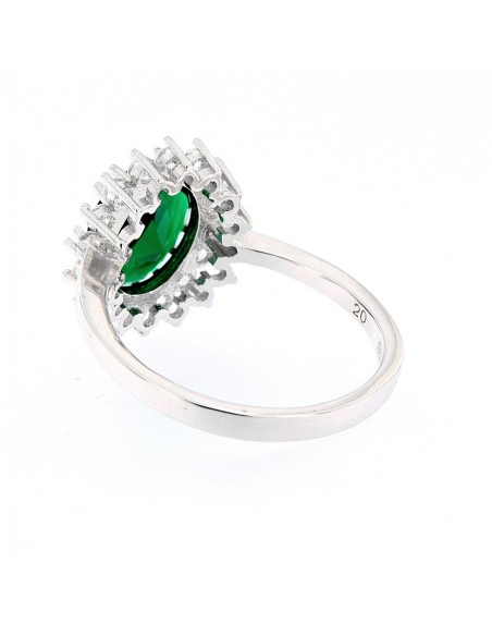 ANELLO ARGENTO RODIATO PRINCIPESSA VERDE 9X7 MM [1549287d]