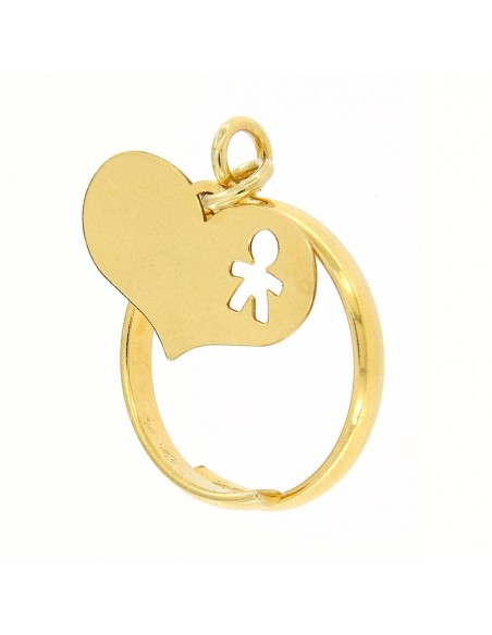 Anello Argento Dorato Pendente Forma Di Cuore [91af463e]
