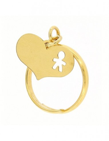 Anello Argento Dorato Pendente Forma Di Cuore [b8765414]