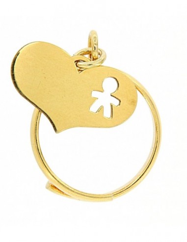 Anello Argento Dorato Pendente Forma Di Cuore [bd26130a]