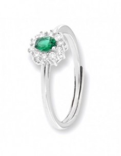 Anello Argento Rodiato Principessa Verde 4x3MM [d24e1955]