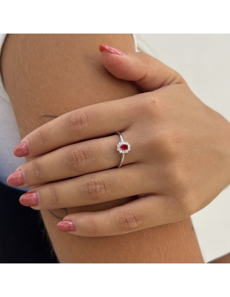 Anello Argento Rodiato Principessa Rossa 3x4MM [f3188623]