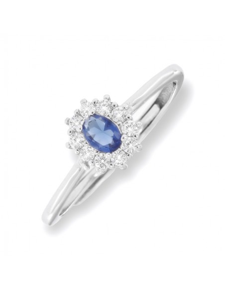 Anello Argento Rodiato Principessa Blu 4x3MM [c3a99f26]