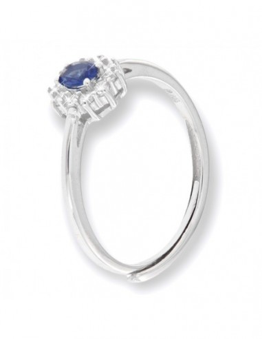 Anello Argento Rodiato Principessa Blu 4x3MM [c6f9d838]