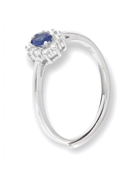 Anello Argento Rodiato Principessa Blu 4x3MM [c6f9d838]