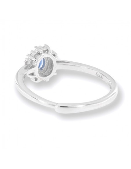Anello Argento Rodiato Principessa Blu 4x3MM [a8c25a31]