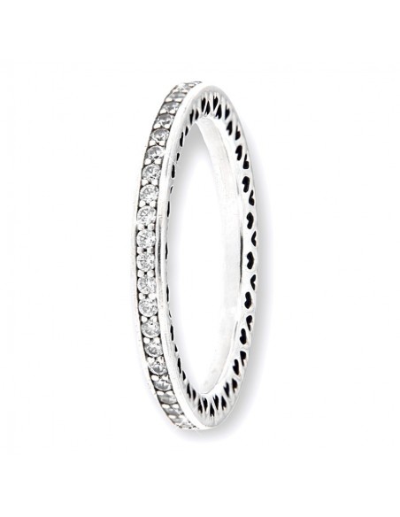 Anello Argento Rodiato Zirconi Bordi Con Cuori [65e4c590]