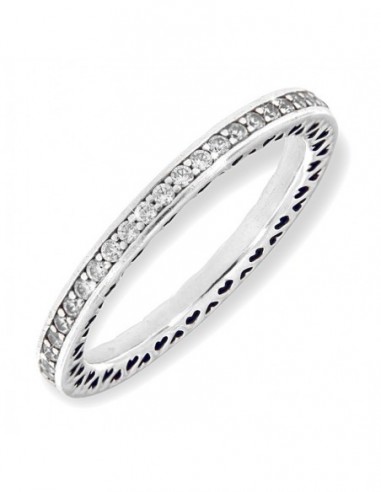 Anello Argento Rodiato Zirconi Bordi Con Cuori [72bf9ff2]