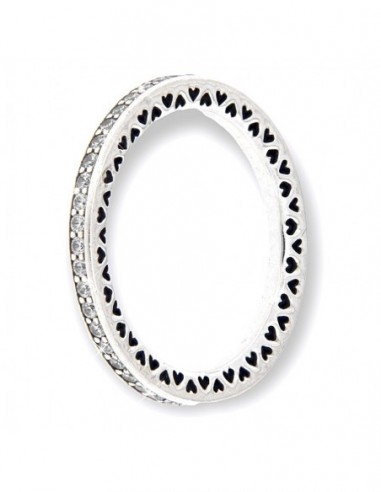 Anello Argento Rodiato Zirconi Bordi Con Cuori [c5a25ef6]