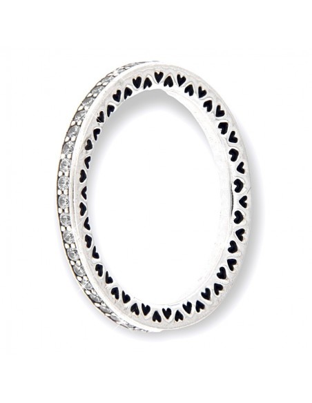 Anello Argento Rodiato Zirconi Bordi Con Cuori [c5a25ef6]