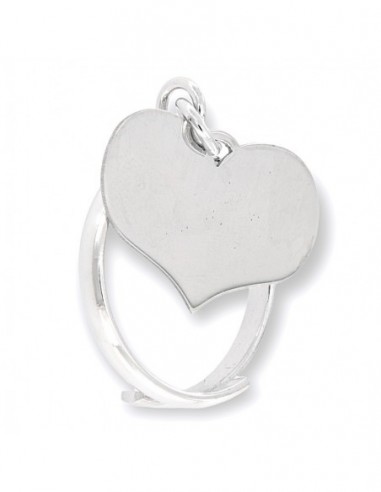 Anello Argento Rodiato Pendente Forma Di Cuore [420e86f7]