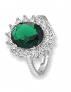 Anello Argento Rodiato Principessa Verde 11x9MM [b992c183]