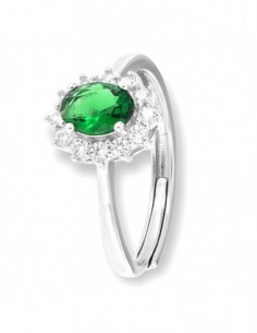 Anello Argento Rodiato Principessa Verde 7x5MM [0e8f0087]