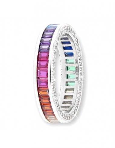 Anello Argento Rodiato Eternity Rainbow Baguette [6cca4cc9]