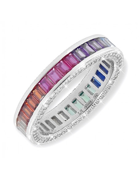 Anello Argento Rodiato Eternity Rainbow Baguette [42da159e]
