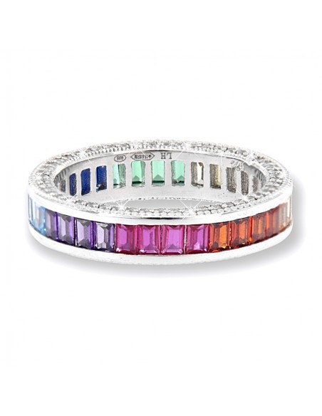Anello Argento Rodiato Eternity Rainbow Baguette [478a5280]