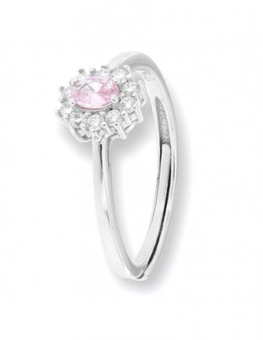 Anello Argento Rodiato Principessa Rosa 4x3MM [699a0bd7]