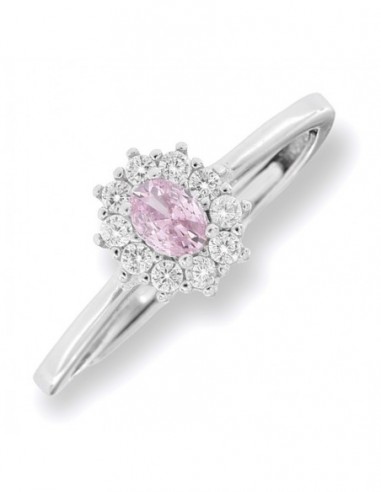 Anello Argento Rodiato Principessa Rosa 4x3MM [6080df9f]
