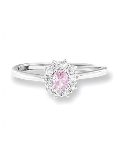 Anello Argento Rodiato Principessa Rosa 4x3MM [0beb1a88]