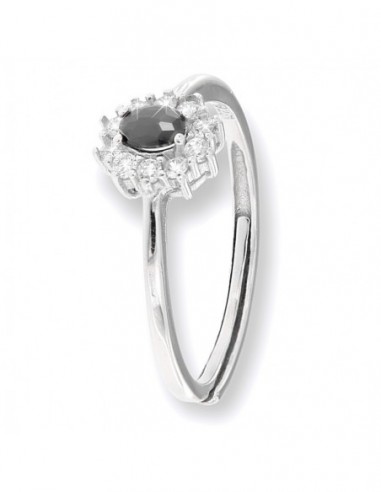 Anello Argento Rodiato Principessa Nera 4x3MM [b0bc48da]